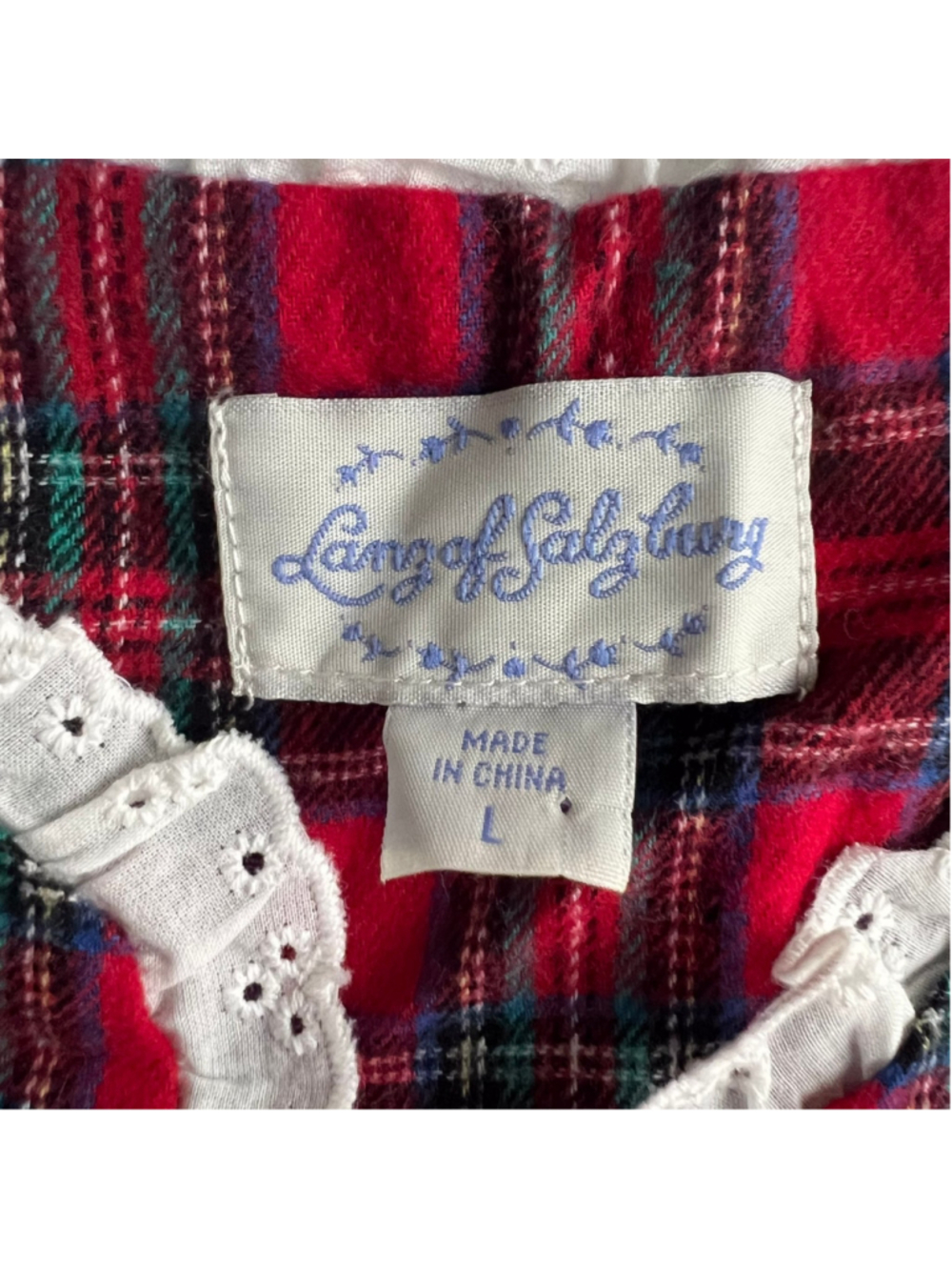NWT Lanz of Salzburg Classic Red Plaid Cotton Flannel Nightgown Sz L - Picture 3 of 9